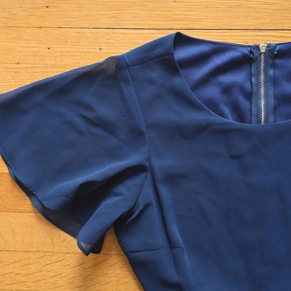 Lulus, Toast to You, Navy, Flutter Sleeve Cutout Jumpsuit, EUC, Women's S - Picture 5 of 16